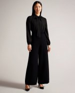 Leot Knitted Trouser Jumpsuit With Tie Neck