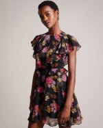 Tiiah Floral Angel Sleeve Mini Dress