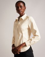 Maggiiy Faux Leather Coated Shirt With Seam Detailing