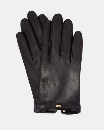 Bowsii Bow Detail Leather Gloves - Click Image to Close