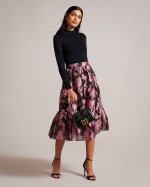 Kasymae Knit Bodice Dress With Tiered Midi Skirt