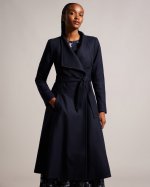 Roseika Midi Wool Wrap Coat With Full Skirt