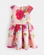 Lovieey Floral Scuba Dress With Striped Straps