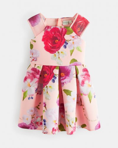 Lovieey Floral Scuba Dress With Striped Straps