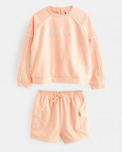 Cleeyo Picot Trim Sweatshirt And Shorts Set