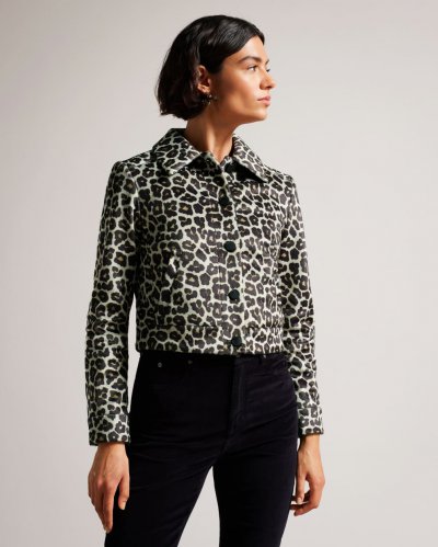 Pelham Cropped Leopard Print Jacket