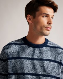 Angio Regular Fit Textured Stripe Jumper