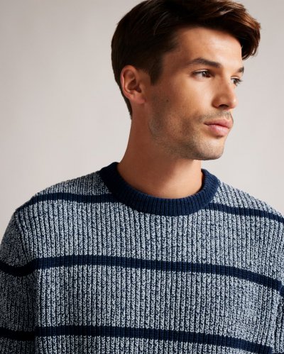 Angio Regular Fit Textured Stripe Jumper