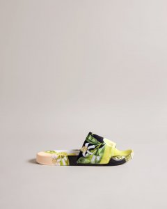 Azzin Lemon Print Satin Slider