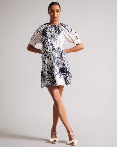 Soira Mini Floral Cocktail Dress With Puff Sleeves