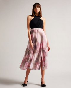 Loulous Midi Dress With Floral Pleated Skirt