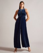 Libbiey Velvet Wrap Bodice Jumpsuit