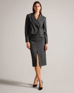 Jaiddes Wool Blend Midi Pencil Skirt