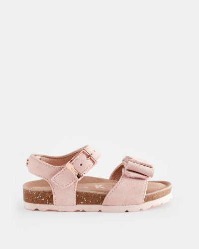 Gilliee Bow Detail Suede Footbed Sandals