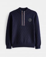 Jaisen Textured Knit Zip Jumper