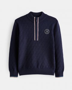 Jaisen Textured Knit Zip Jumper