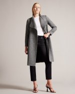 Roseane Herringbone Wool Wrap Coat