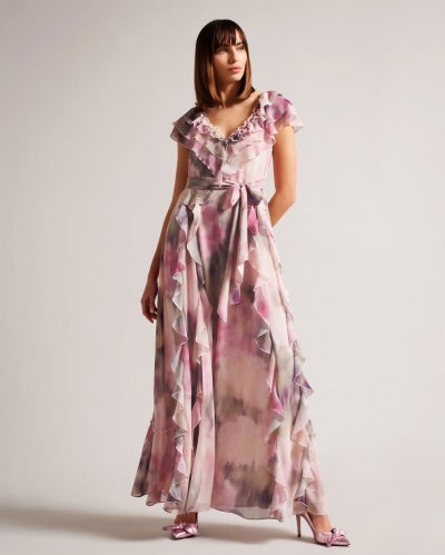 Karenie Frilled Floral Maxi Dress