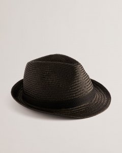 Panns Straw Trilby Hat With Webbing Trim