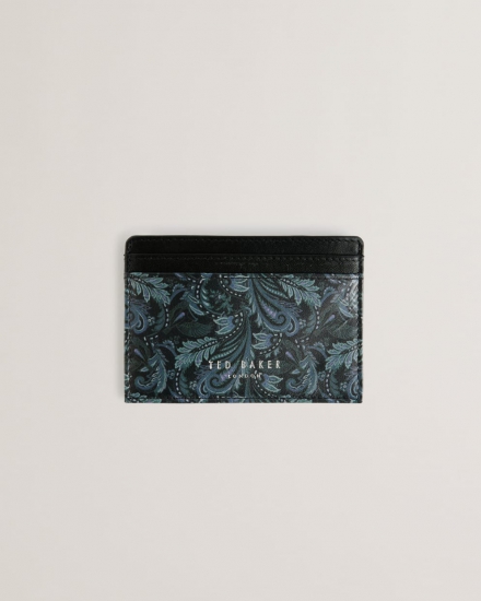 Paiis Paisley Print Leather Card Holder - Click Image to Close