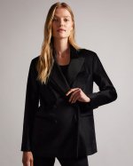 Demya Relaxed Fit Double Breasted Velvet Blazer