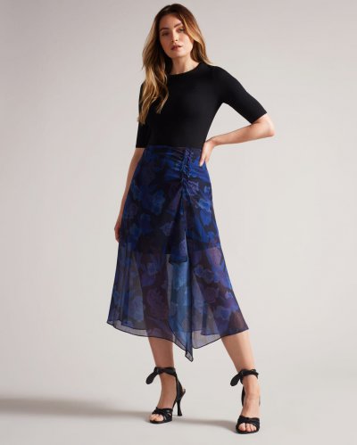 Lexiy Ruched Midi Skirt