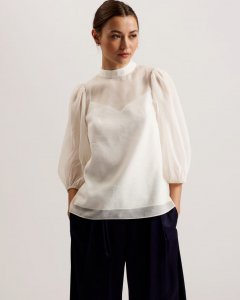 Frias Organza Balloon Sleeve Top