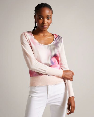 Lusindi Woven Front V Neck Sweater