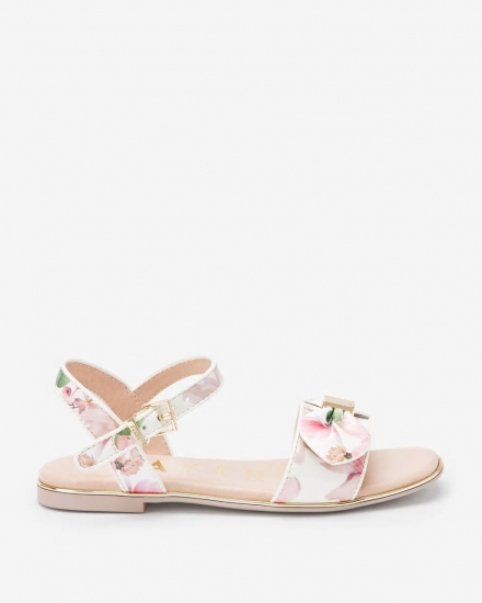 Ebhilin Floral Print Bow Sandals - Click Image to Close