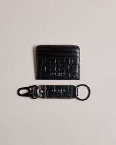 Romaiin Croc Effect Key Fob And Card Holder