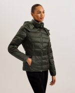 Abbiiee Belted Padded Coat With Detachable Hood