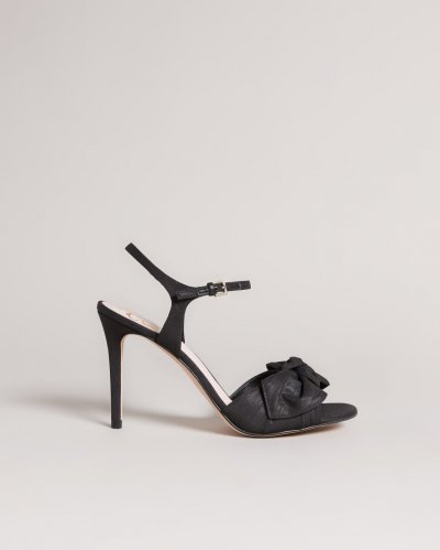 Heevia Moire Satin Bow Heeled Sandals