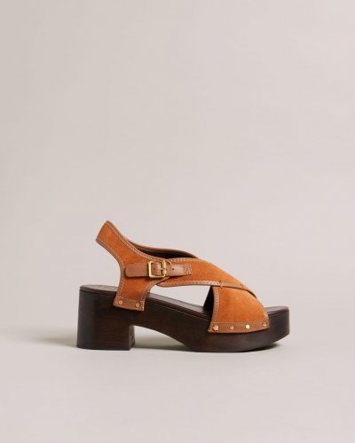 Jorani Suede Wooden Clog Sandals