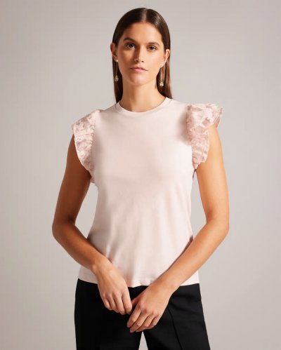 Bobyann Cotton Top With Frill Sleeve