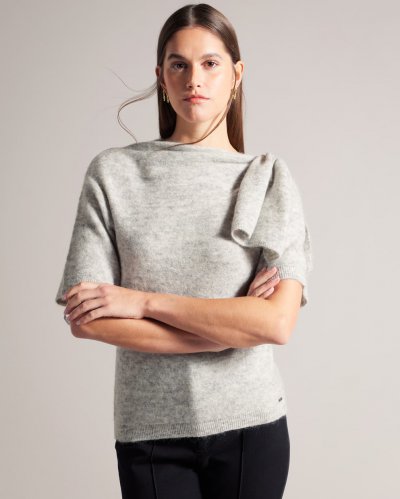 Teebow Bow Embellished Wool Top