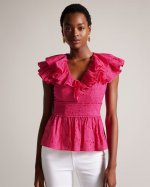 Mazieh Broderie Peplum Top