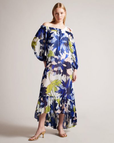 Avinnn Floral Off The Shoulder Maxi Cover Up