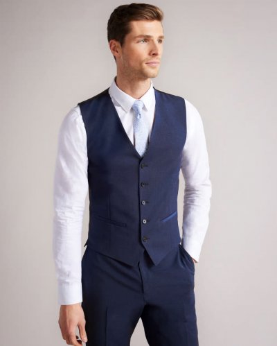 Sinjws Slim Fit Plain Suit Waistcoat