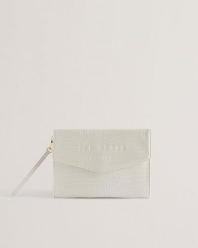 Crocey Croc Effect Envelope Clutch Bag