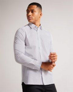 Burstal Long Sleeve Houndstooth Print Shirt