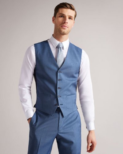 Camdews Slim Light Blue Suit Waistcoat