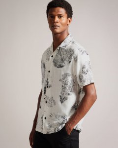 Rialto Photographic Leaf Print Shirt