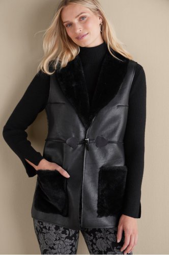 Zeva Faux Leather Shearling Vest