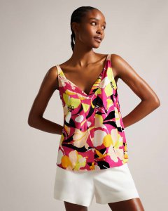 Thaliah Abstract Print Double Layer Effect Cami