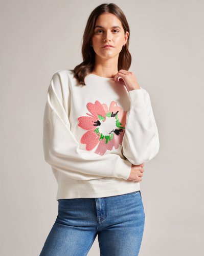 Marene Textured Flower Graphic Jumper