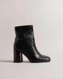 Charina Leather Square Toe Ankle Boots