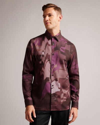 Mordun Long Sleeve Abstract Butterfly Print Shirt