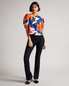 Azura Puff Sleeve Top With Seam Detailing