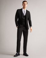 Dundets Slim Black Twill Suit Trousers