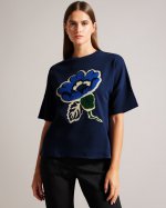 Kasyann Boxy Tee With Applique Flower